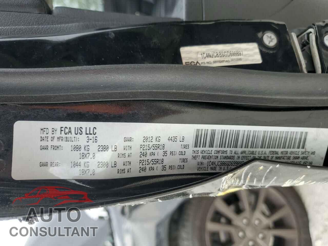 JEEP COMPASS 2016 - 1C4NJCBB6GD699897