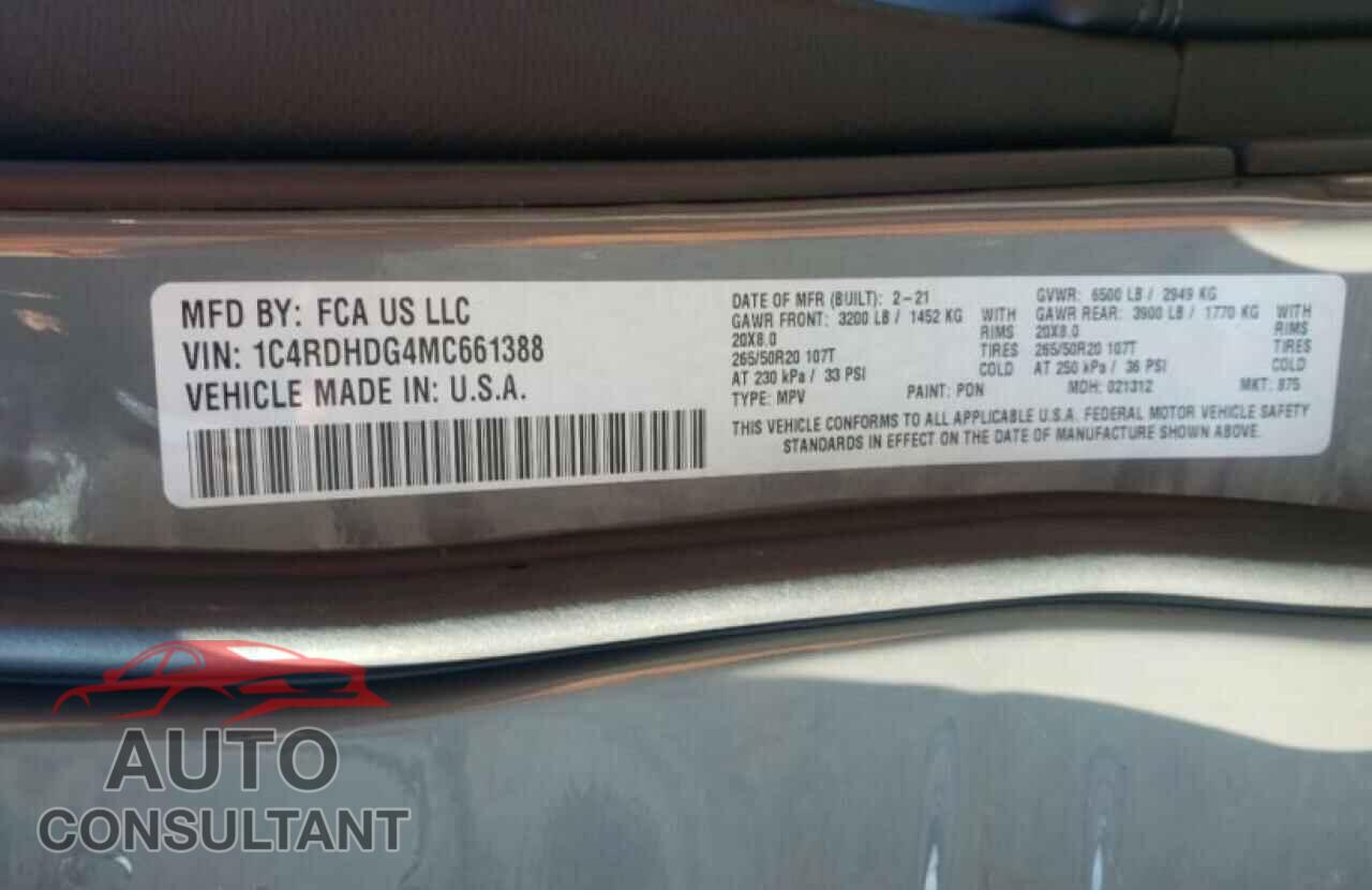 DODGE DURANGO 2021 - 1C4RDHDG4MC661388