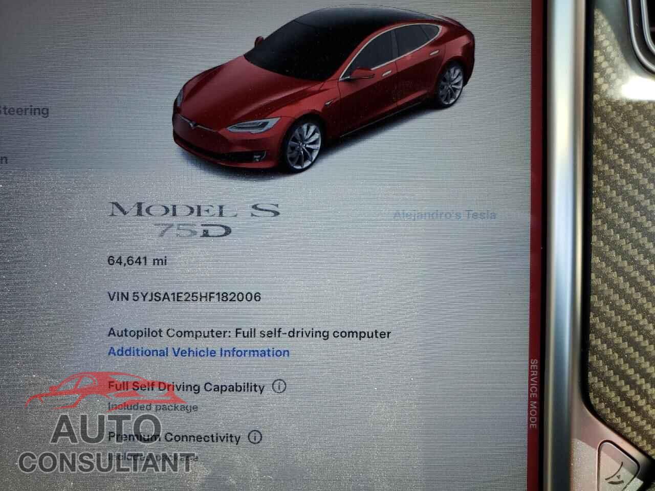 TESLA MODEL S 2017 - 5YJSA1E25HF182006