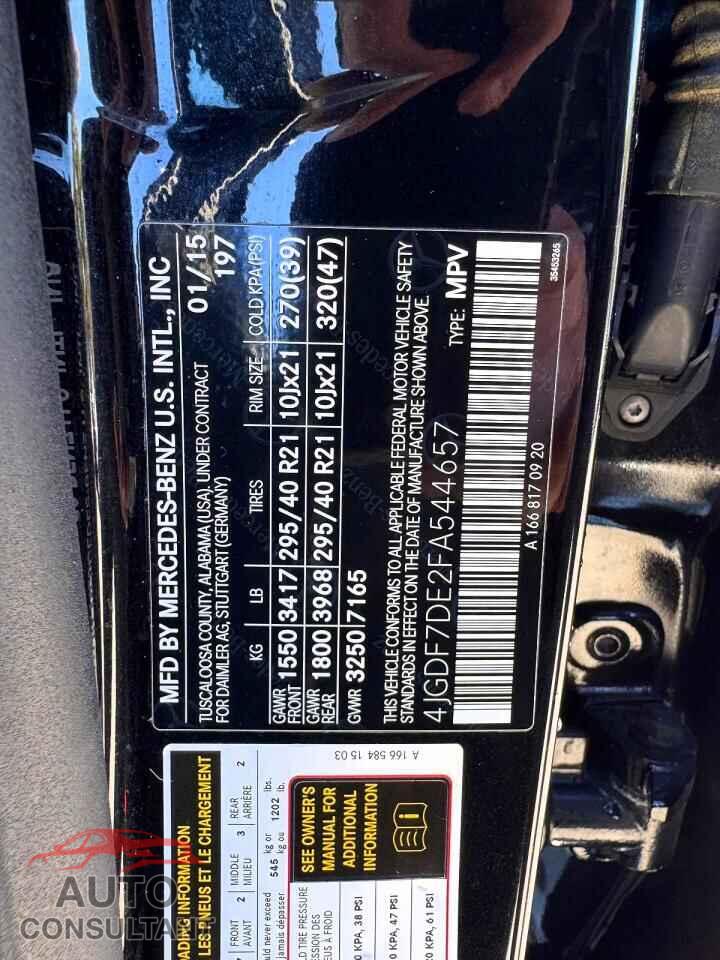 MERCEDES-BENZ GL-CLASS 2015 - 4JGDF7DE2FA544657