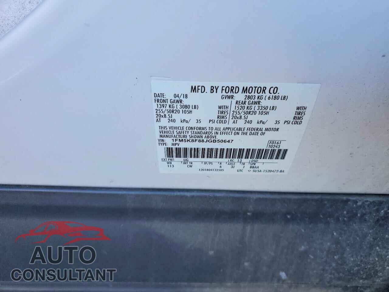 FORD EXPLORER 2018 - 1FM5K8F88JGB50647