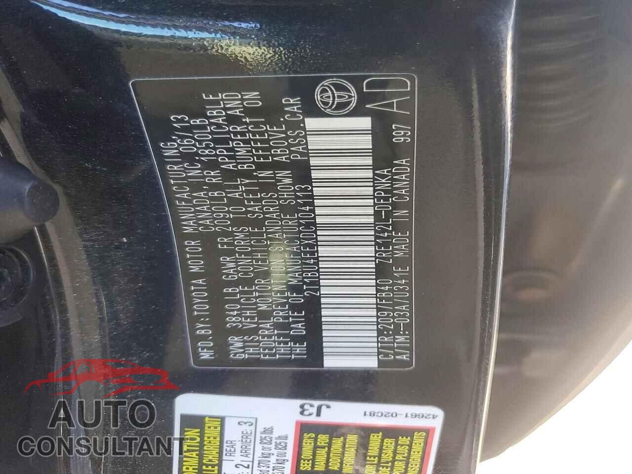 TOYOTA COROLLA 2013 - 2T1BU4EEXDC104113