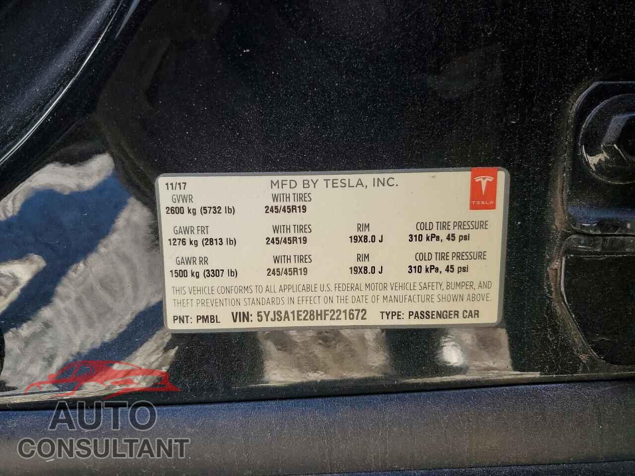 TESLA MODEL S 2017 - 5YJSA1E28HF221672