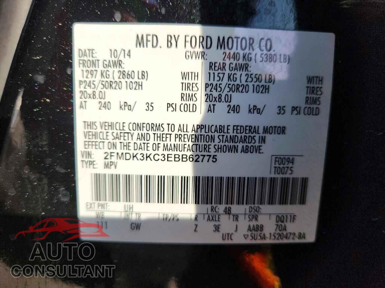 FORD EDGE 2014 - 2FMDK3KC3EBB62775