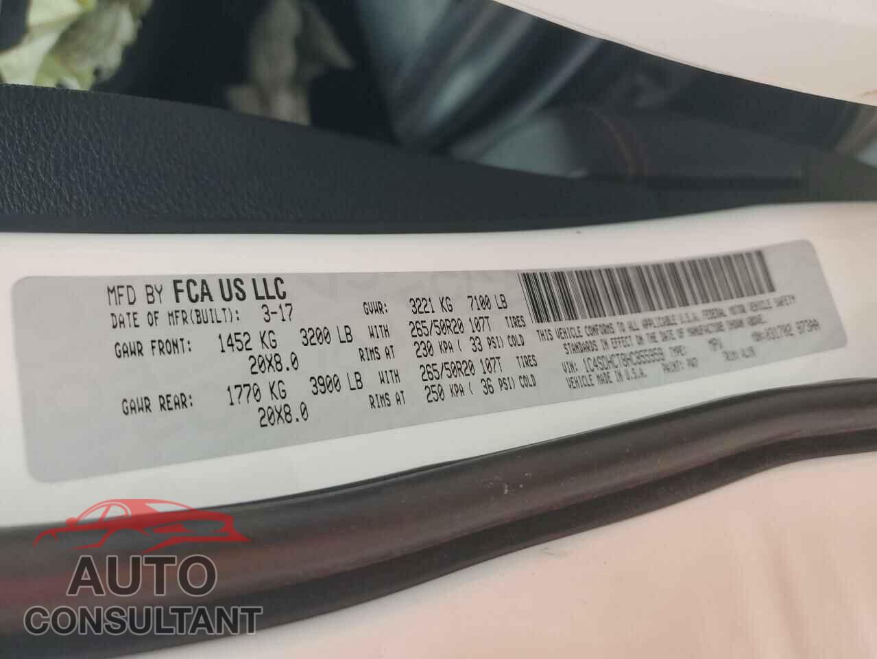 DODGE DURANGO 2017 - 1C4SDHCT8HC855959