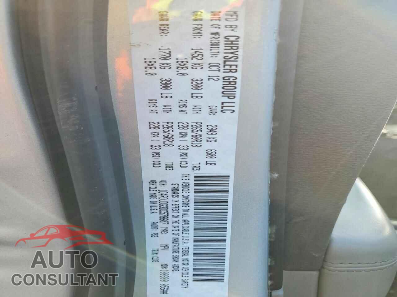 DODGE DURANGO 2013 - 1C4RDJDG3DC578607