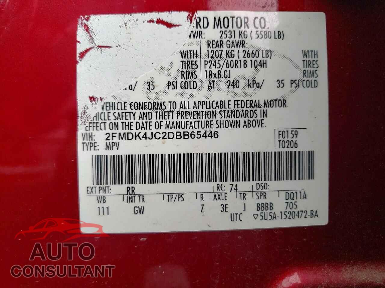 FORD EDGE 2013 - 2FMDK4JC2DBB65446