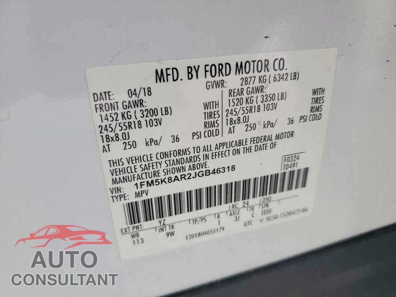 FORD EXPLORER 2018 - 1FM5K8AR2JGB46318