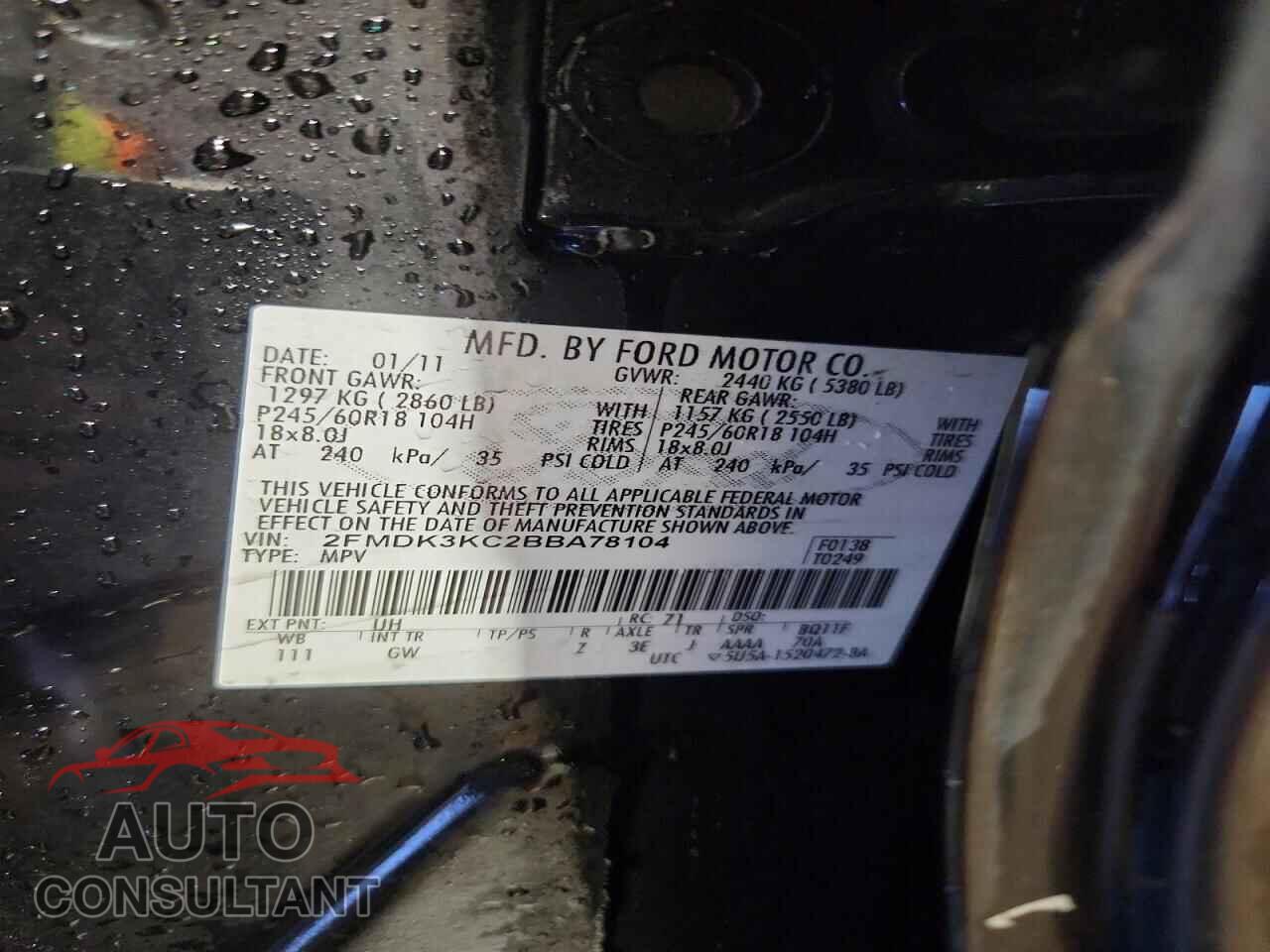 FORD EDGE 2011 - 2FMDK3KC2BBA78104