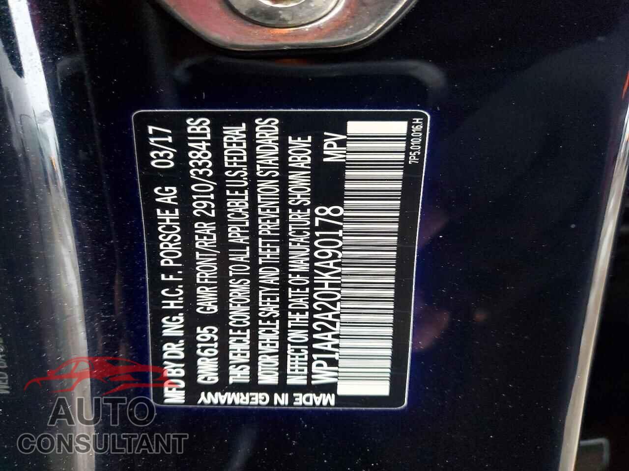 PORSCHE CAYENNE 2017 - WP1AA2A20HKA90178