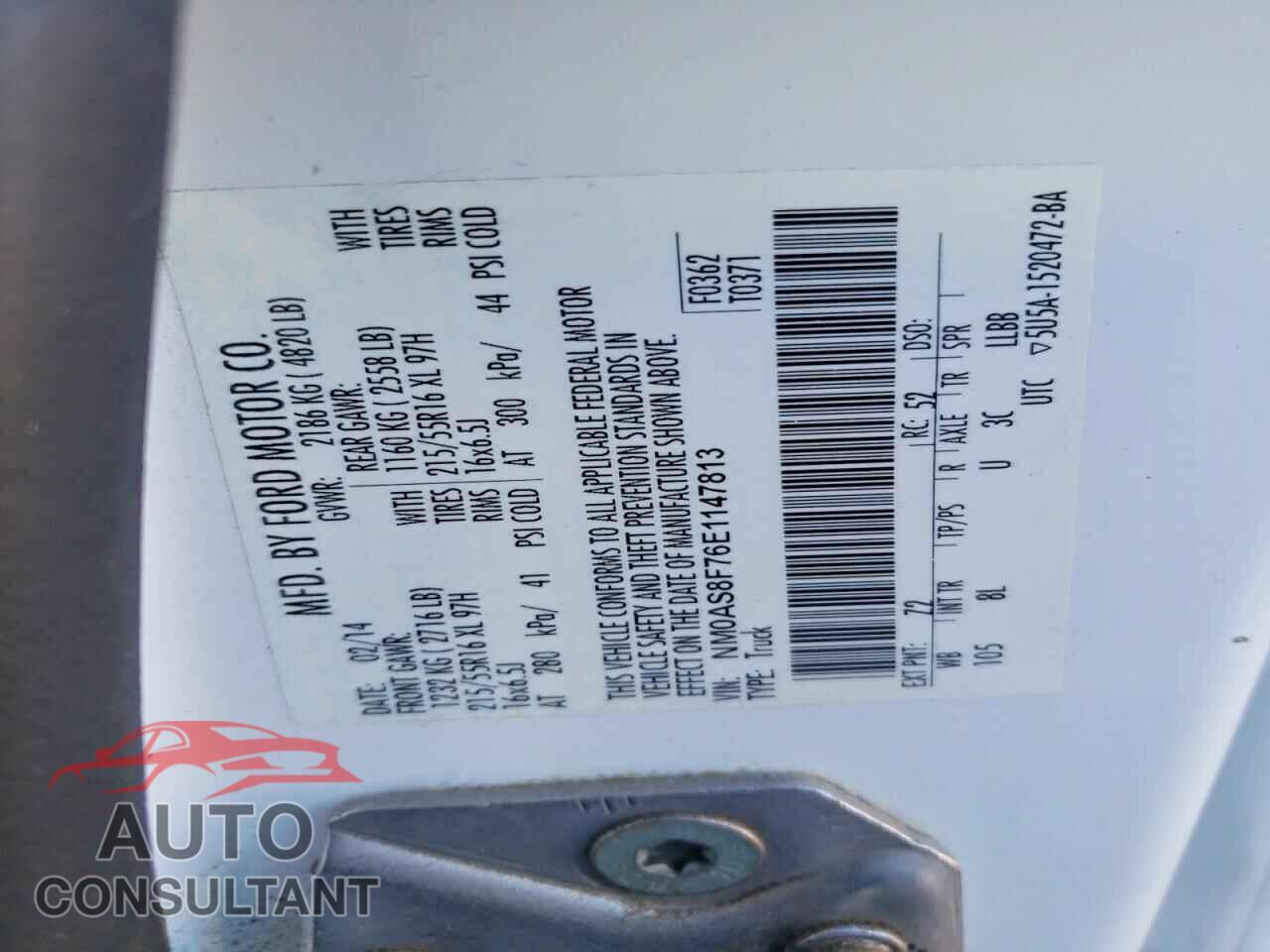 FORD TRANSIT 2014 - NM0AS8F76E1147813