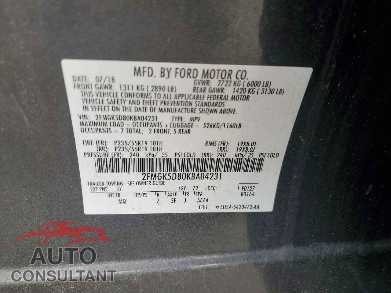 FORD FLEX 2019 - 2FMGK5D80KBA04231