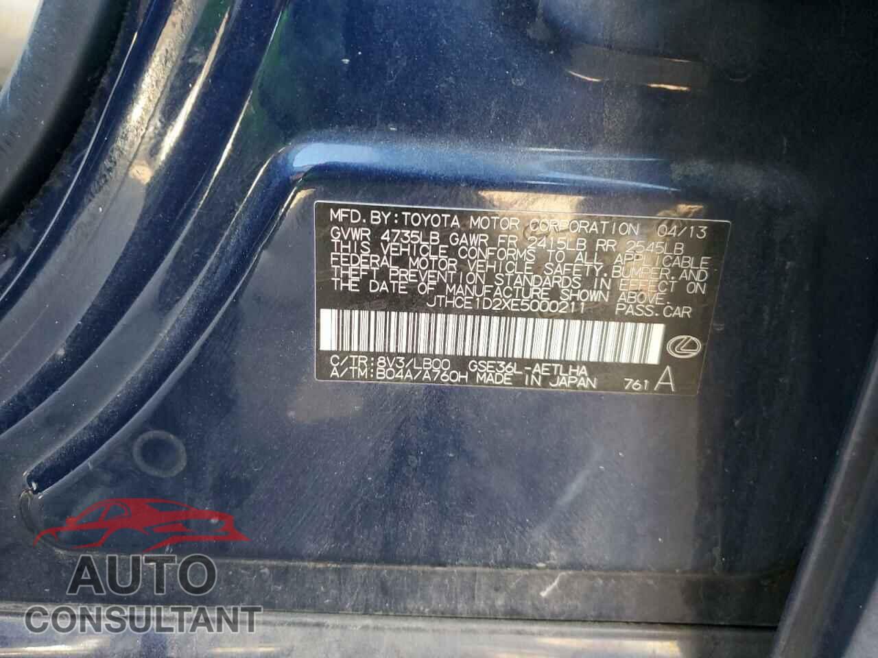 LEXUS IS 2014 - JTHCE1D2XE5000211