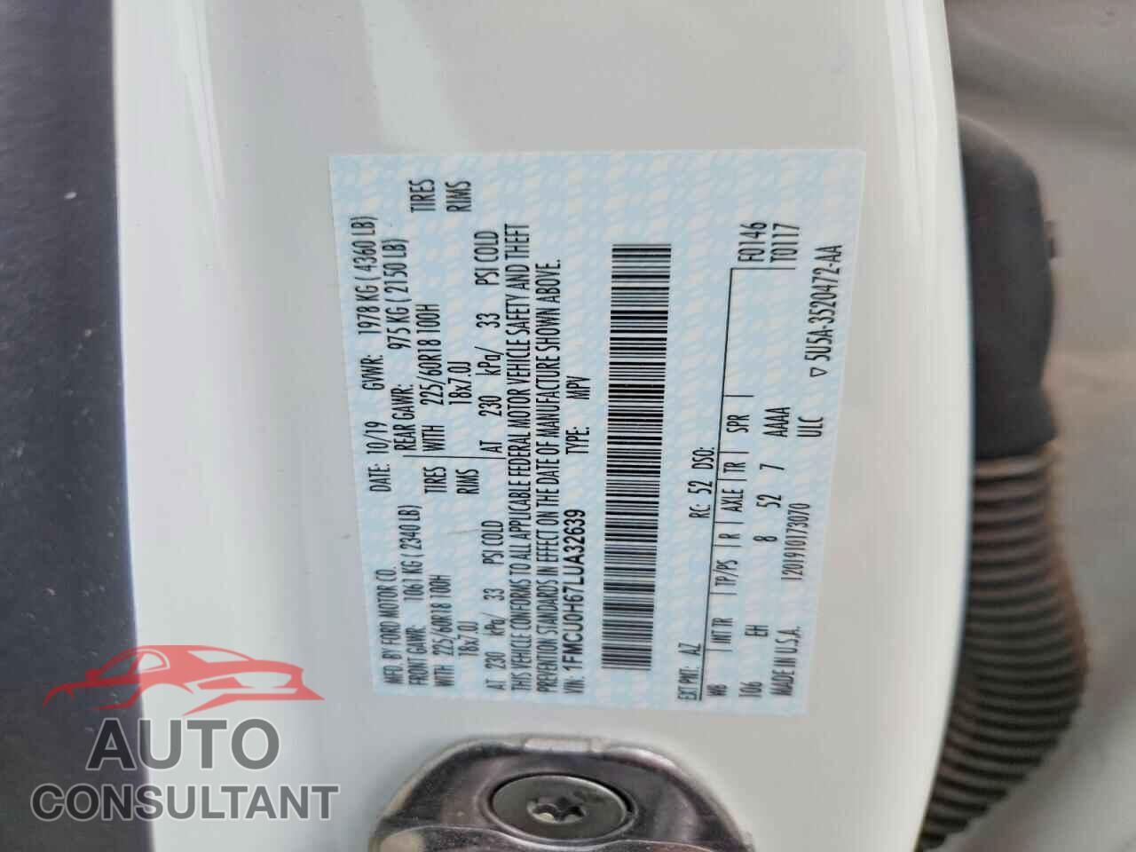 FORD ESCAPE 2020 - 1FMCU0H67LUA32639