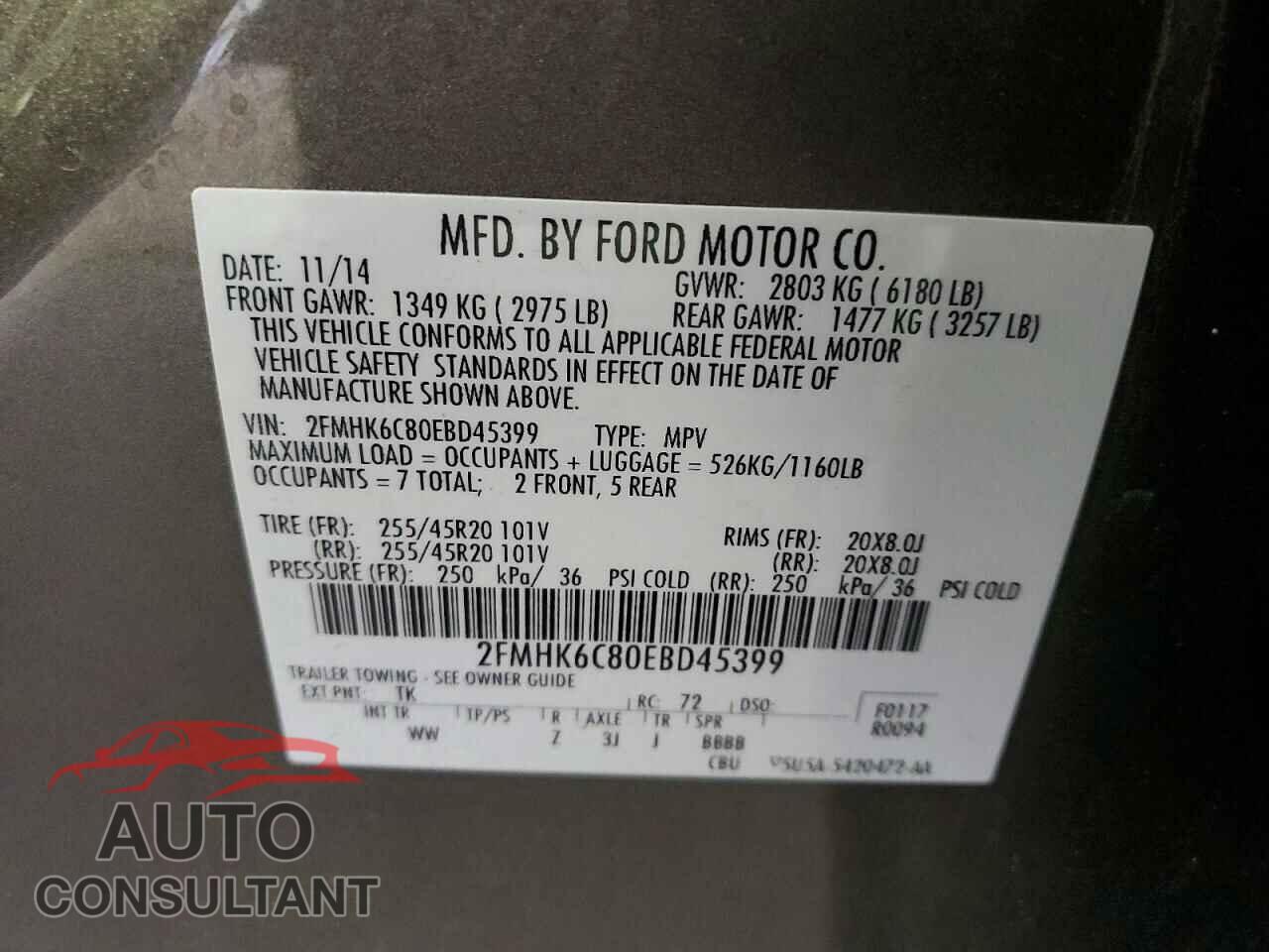 FORD FLEX 2014 - 2FMHK6C80EBD45399