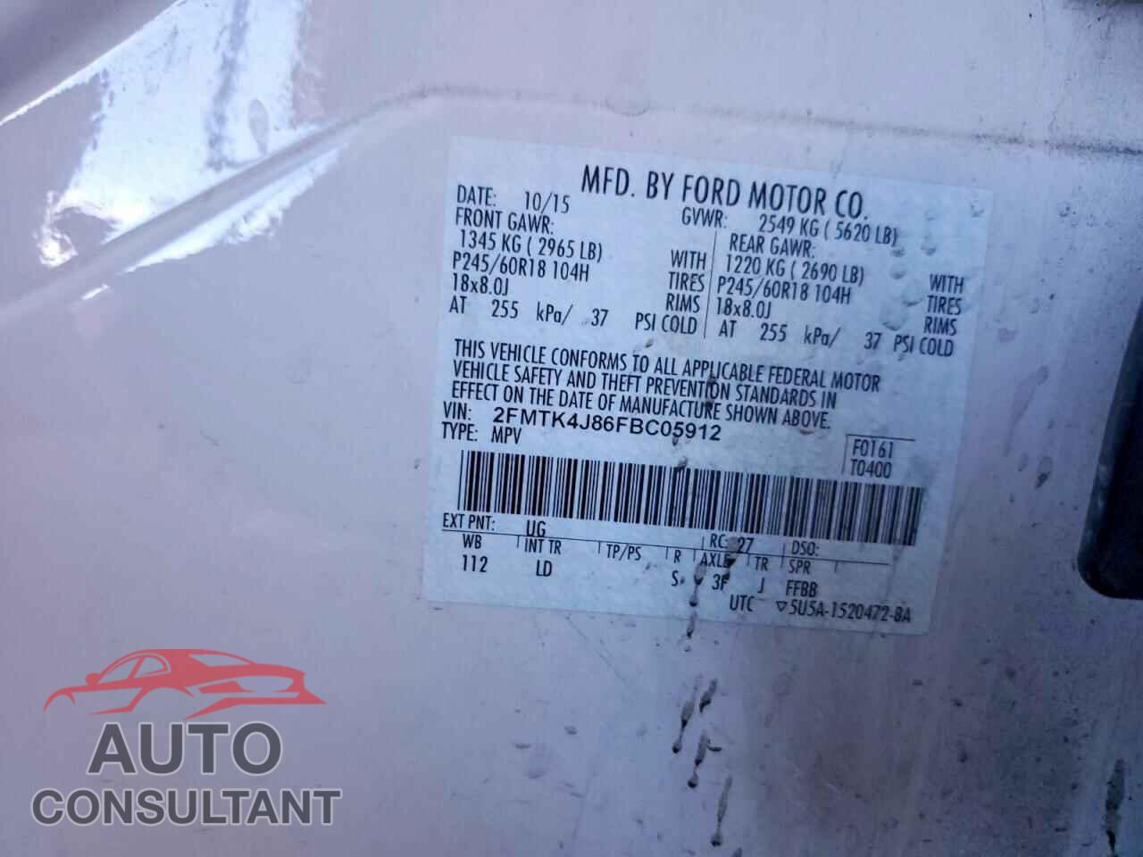 FORD EDGE 2015 - 2FMTK4J86FBC05912