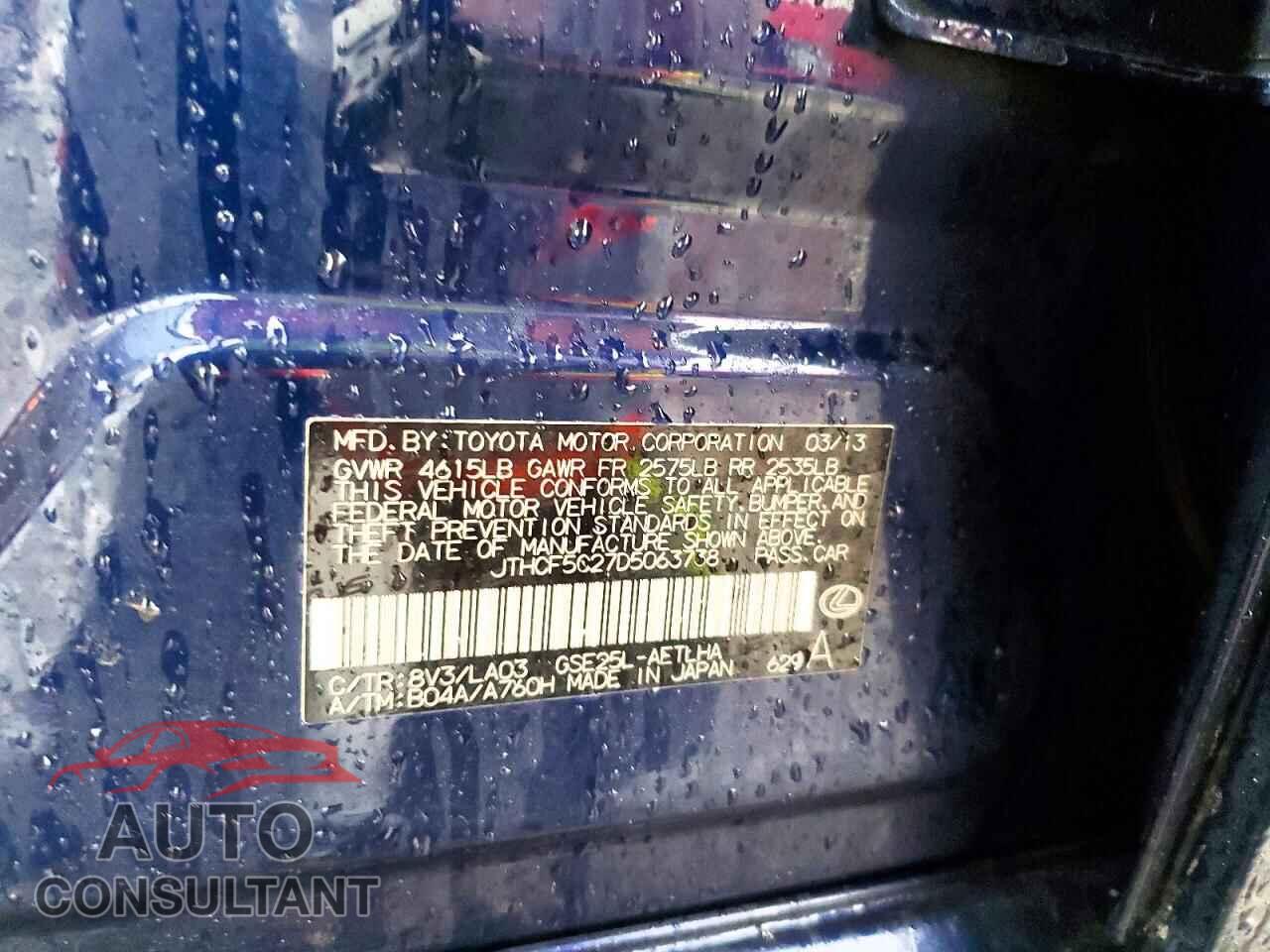 LEXUS IS 2013 - JTHCF5C27D5063738