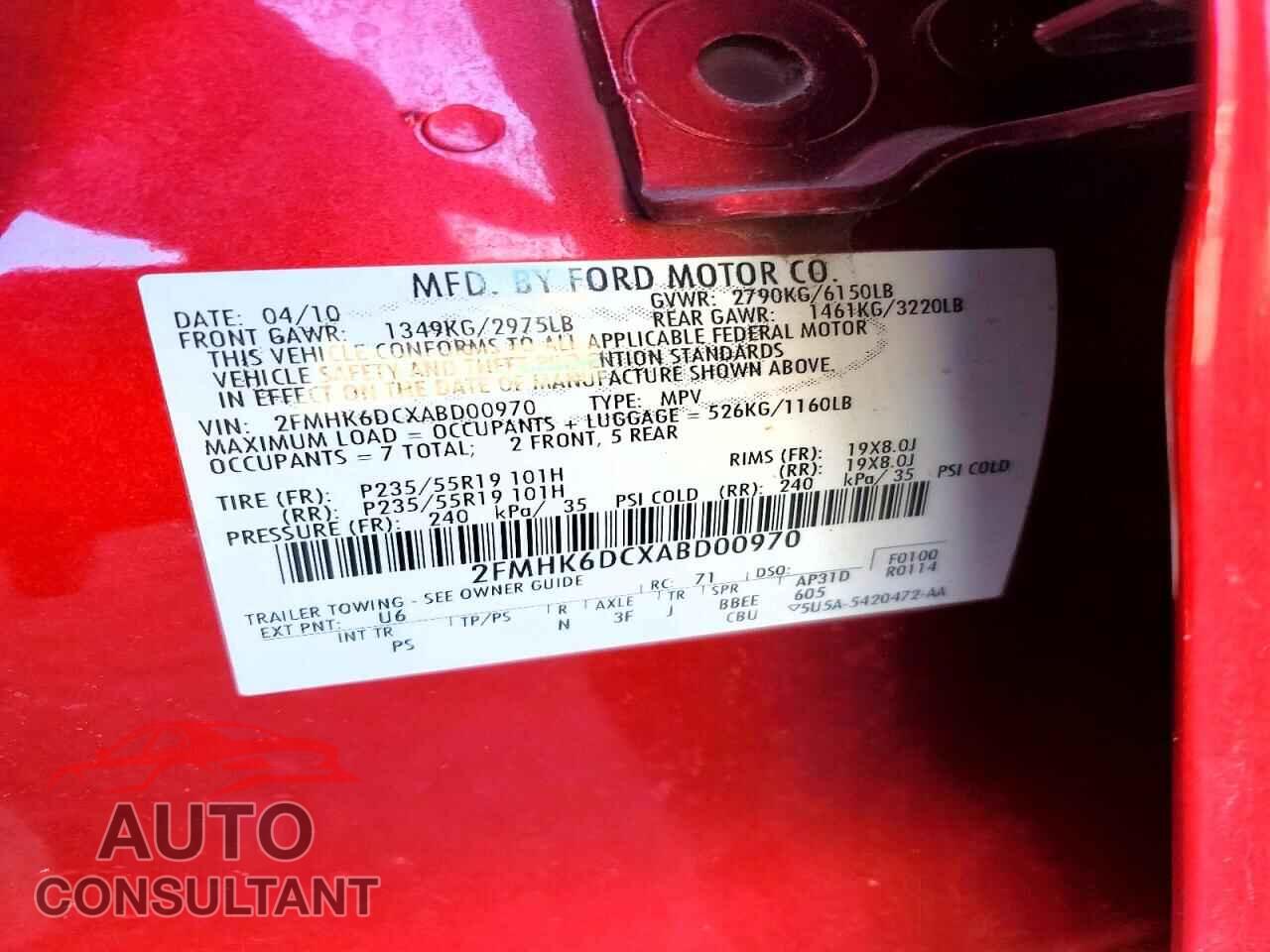 FORD FLEX 2010 - 2FMHK6DCXABD00970