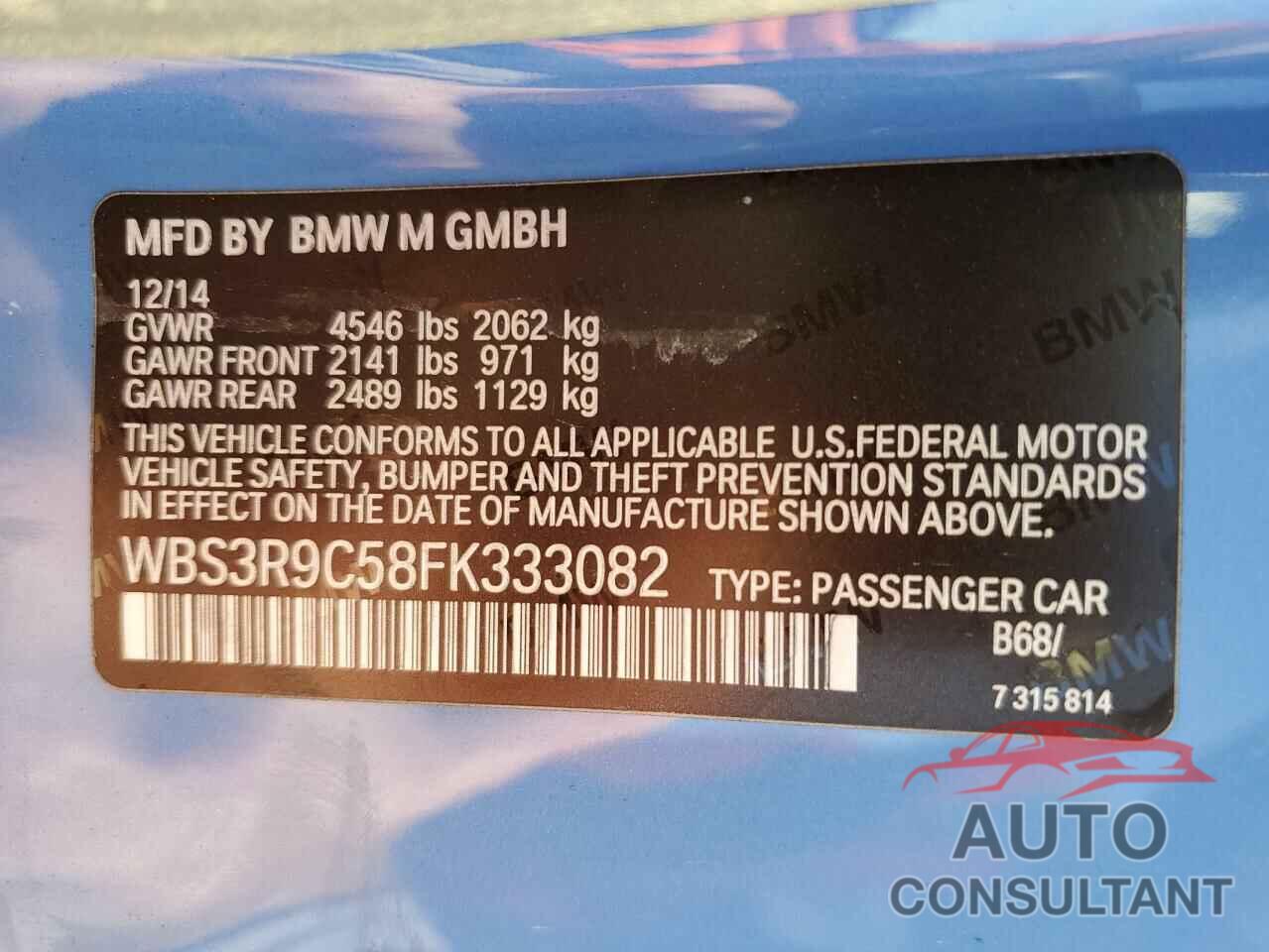 BMW M4 2015 - WBS3R9C58FK333082