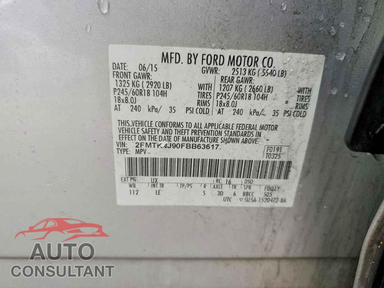 FORD EDGE 2015 - 2FMTK4J90FBB63617