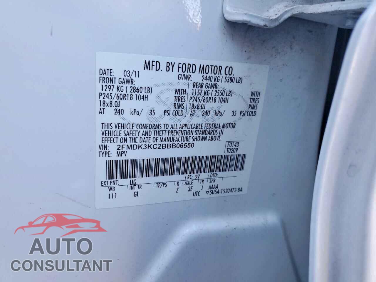 FORD EDGE 2011 - 2FMDK3KC2BBB06550