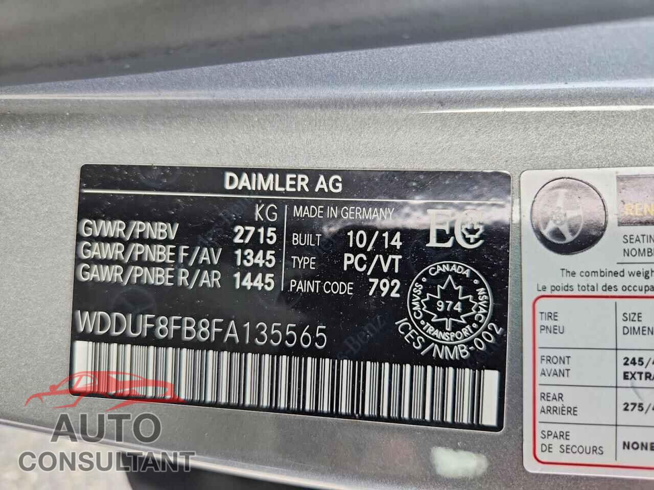 MERCEDES-BENZ S-CLASS 2015 - WDDUF8FB8FA135565