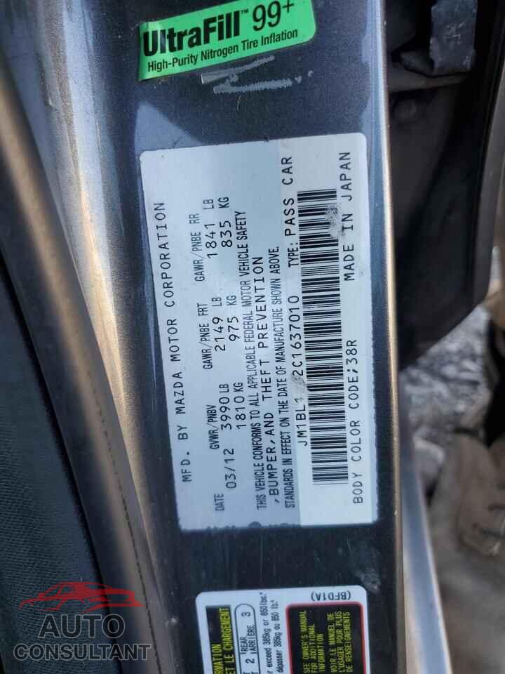 MAZDA 3 2012 - JM1BL1M82C1637010