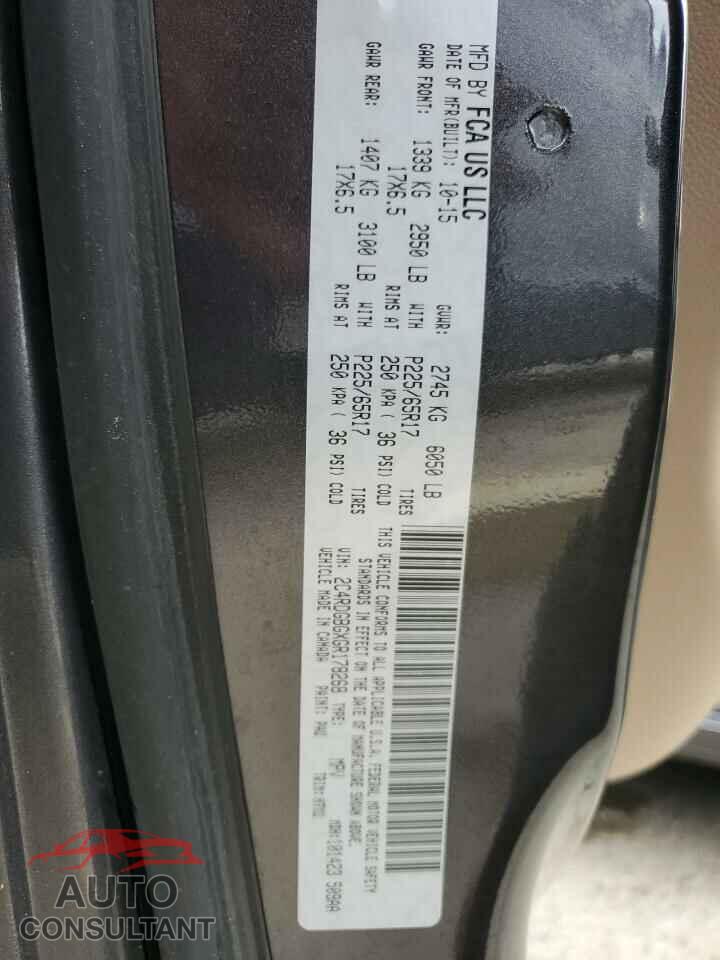 DODGE CARAVAN 2016 - 2C4RDGBGXGR178268