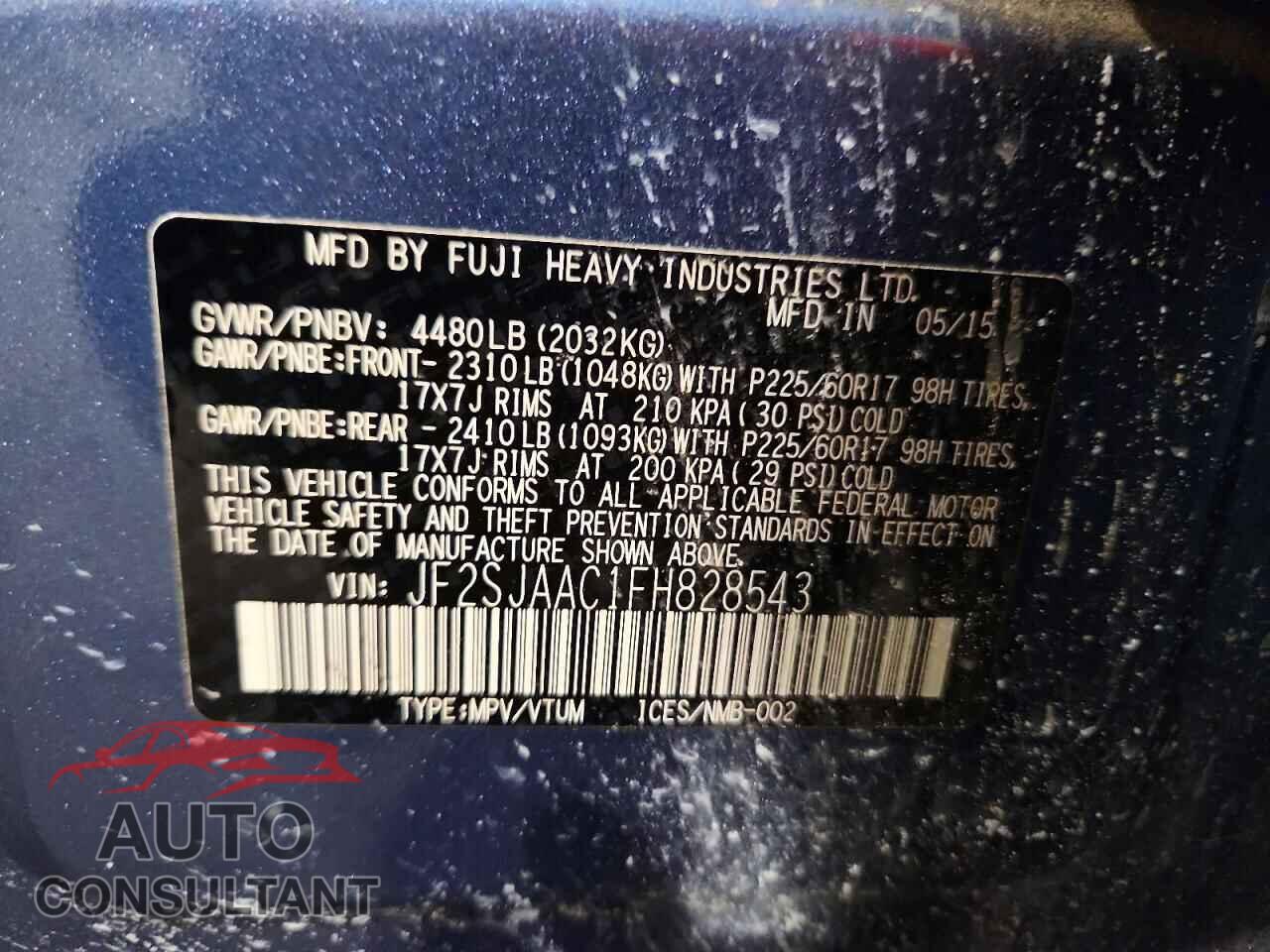SUBARU FORESTER 2015 - JF2SJAAC1FH828543