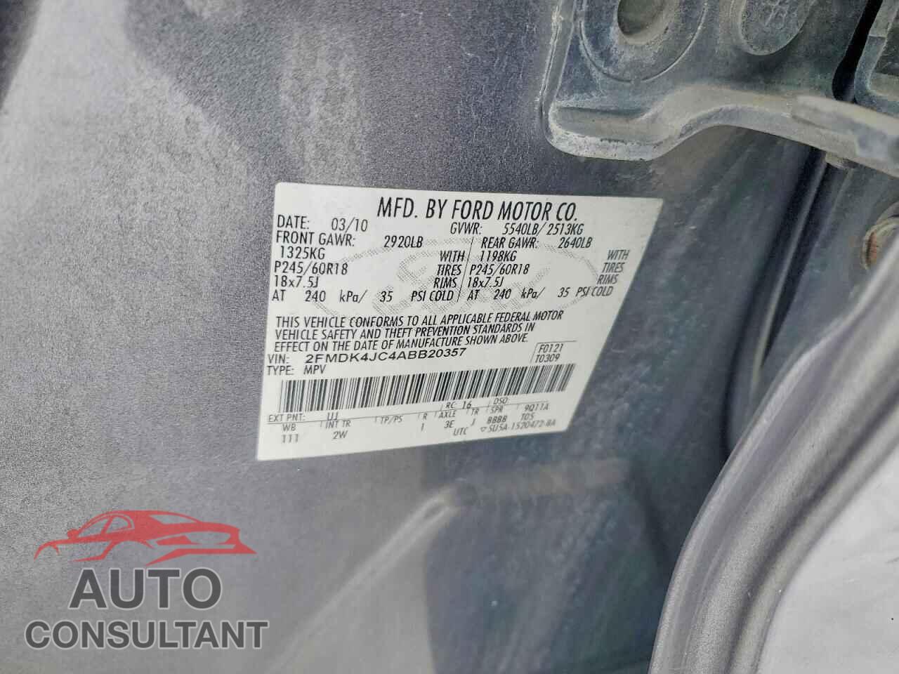 FORD EDGE 2010 - 2FMDK4JC4ABB20357