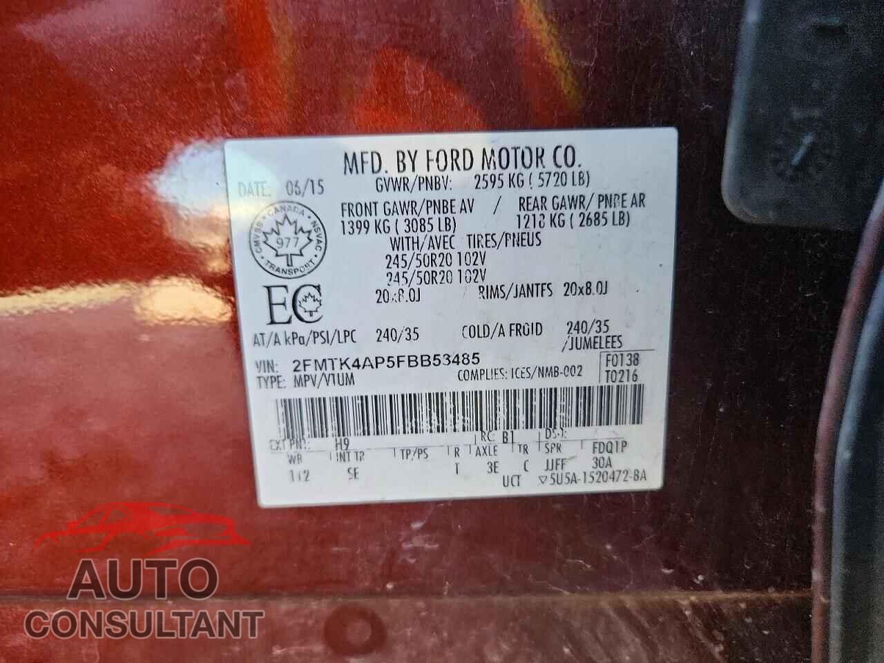 FORD EDGE 2015 - 2FMTK4AP5FBB53485