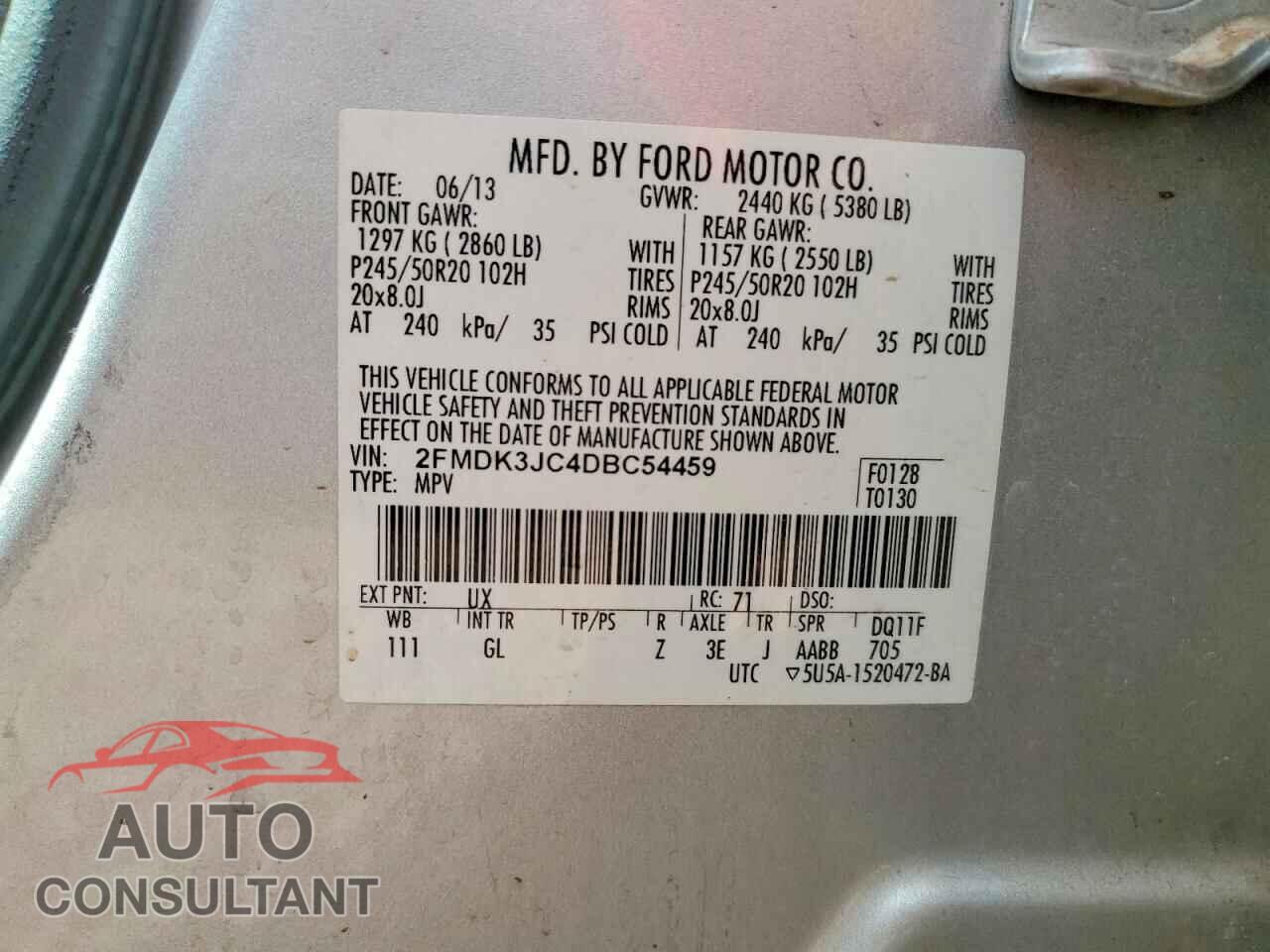 FORD EDGE 2013 - 2FMDK3JC4DBC54459