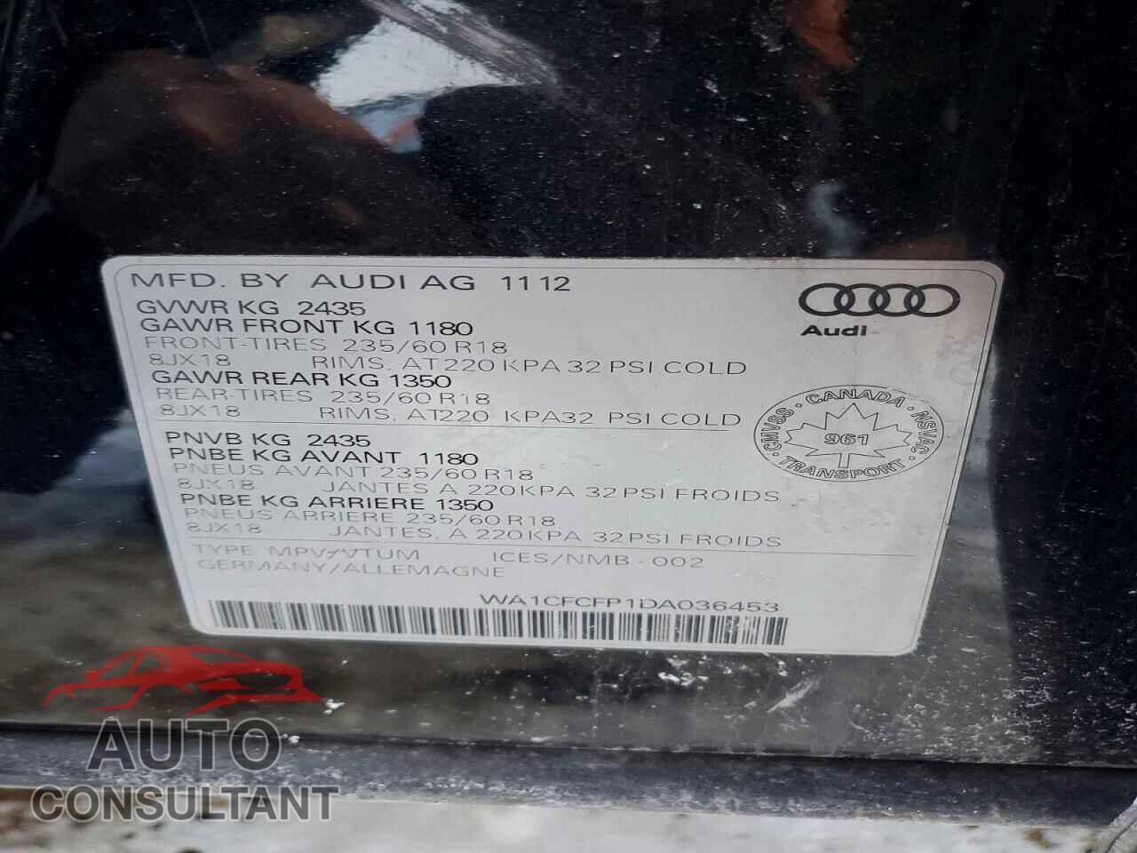 AUDI Q5 2013 - WA1CFCFP1DA036453
