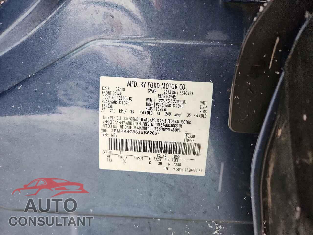 FORD EDGE 2018 - 2FMPK4G96JBB62067