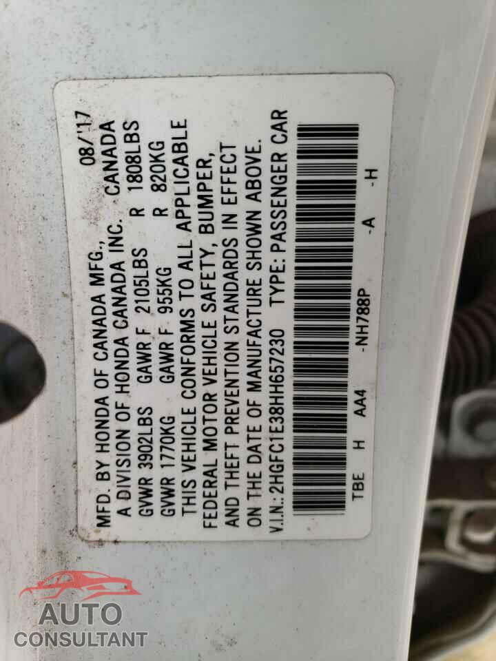 HONDA CIVIC 2017 - 2HGFC1E38HH657230