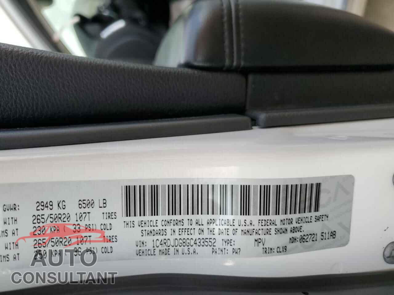 DODGE DURANGO 2016 - 1C4RDJDG8GC433552
