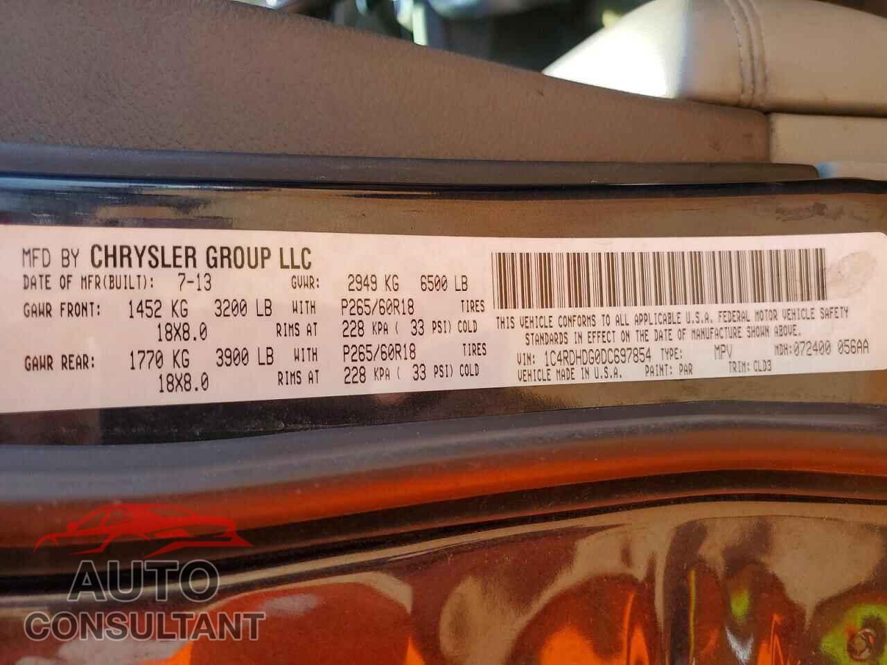 DODGE DURANGO 2013 - 1C4RDHDG0DC697854