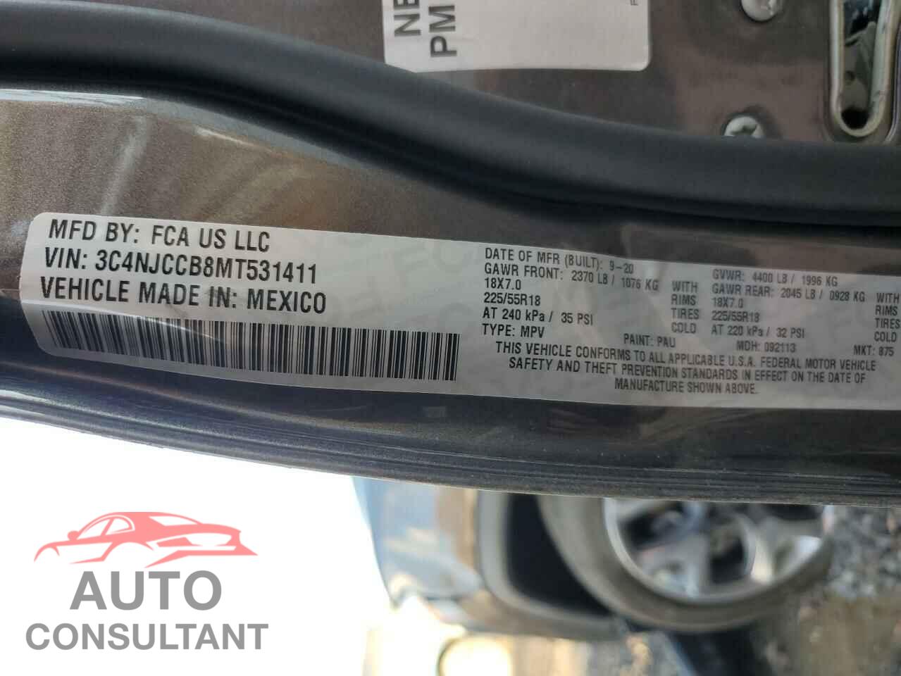 JEEP COMPASS 2021 - 3C4NJCCB8MT531411