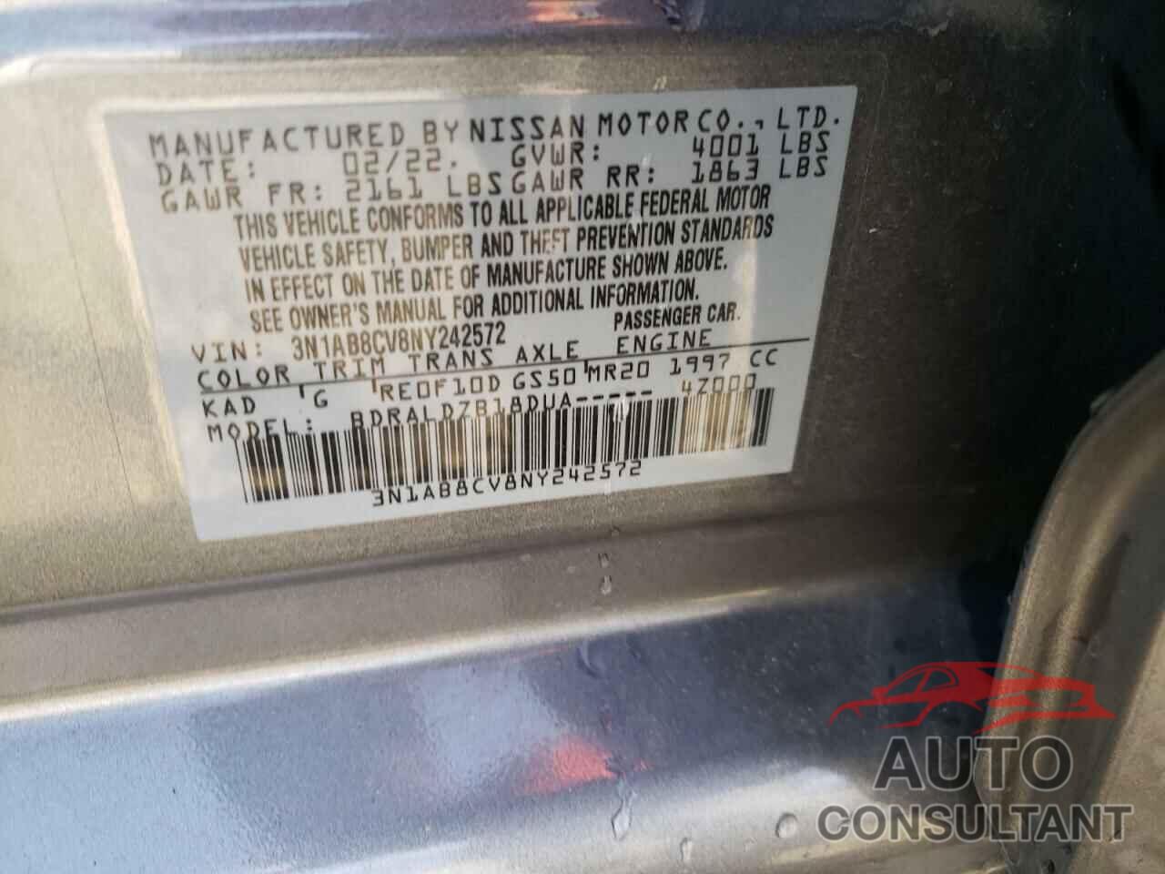 NISSAN SENTRA 2022 - 3N1AB8CV8NY242572