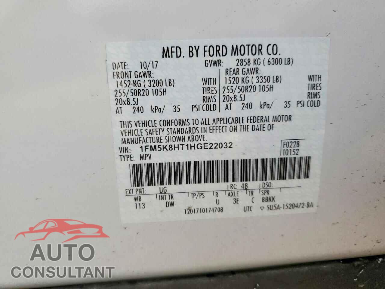 FORD EXPLORER 2017 - 1FM5K8HT1HGE22032