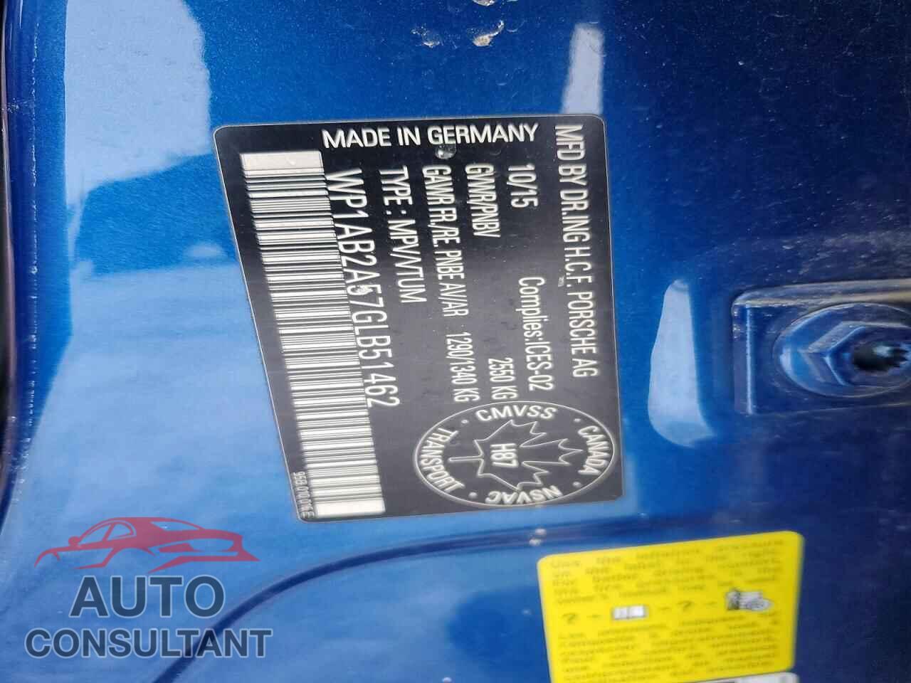 PORSCHE MACAN 2016 - WP1AB2A57GLB51462