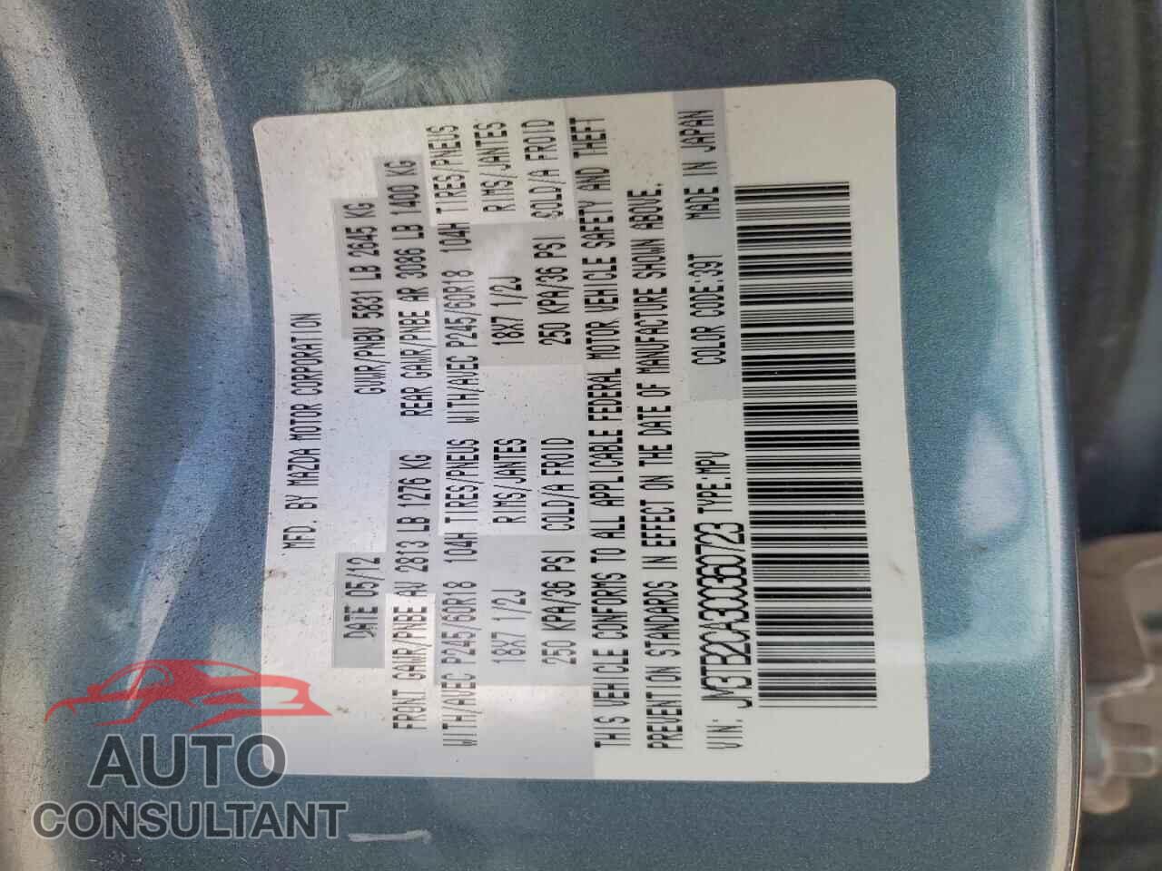 MAZDA CX-9 2012 - JM3TB2CA3C0360723