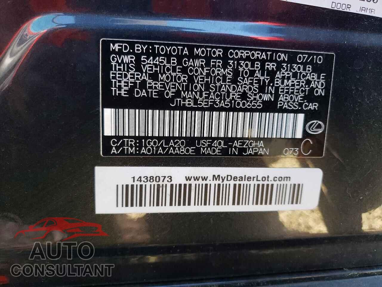 LEXUS LS 460 2010 - JTHBL5EF3A5100655