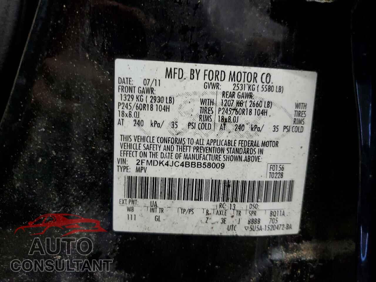 FORD EDGE 2011 - 2FMDK4JC4BBB58009