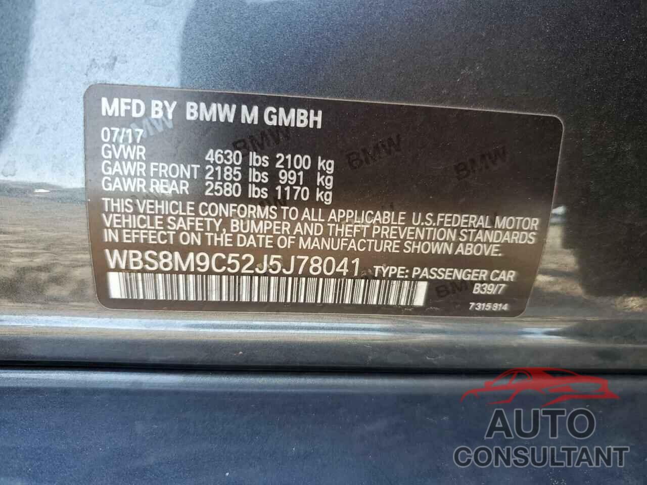 BMW M3 2018 - WBS8M9C52J5J78041