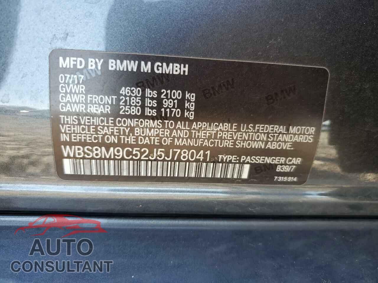 BMW M3 2018 - WBS8M9C52J5J78041