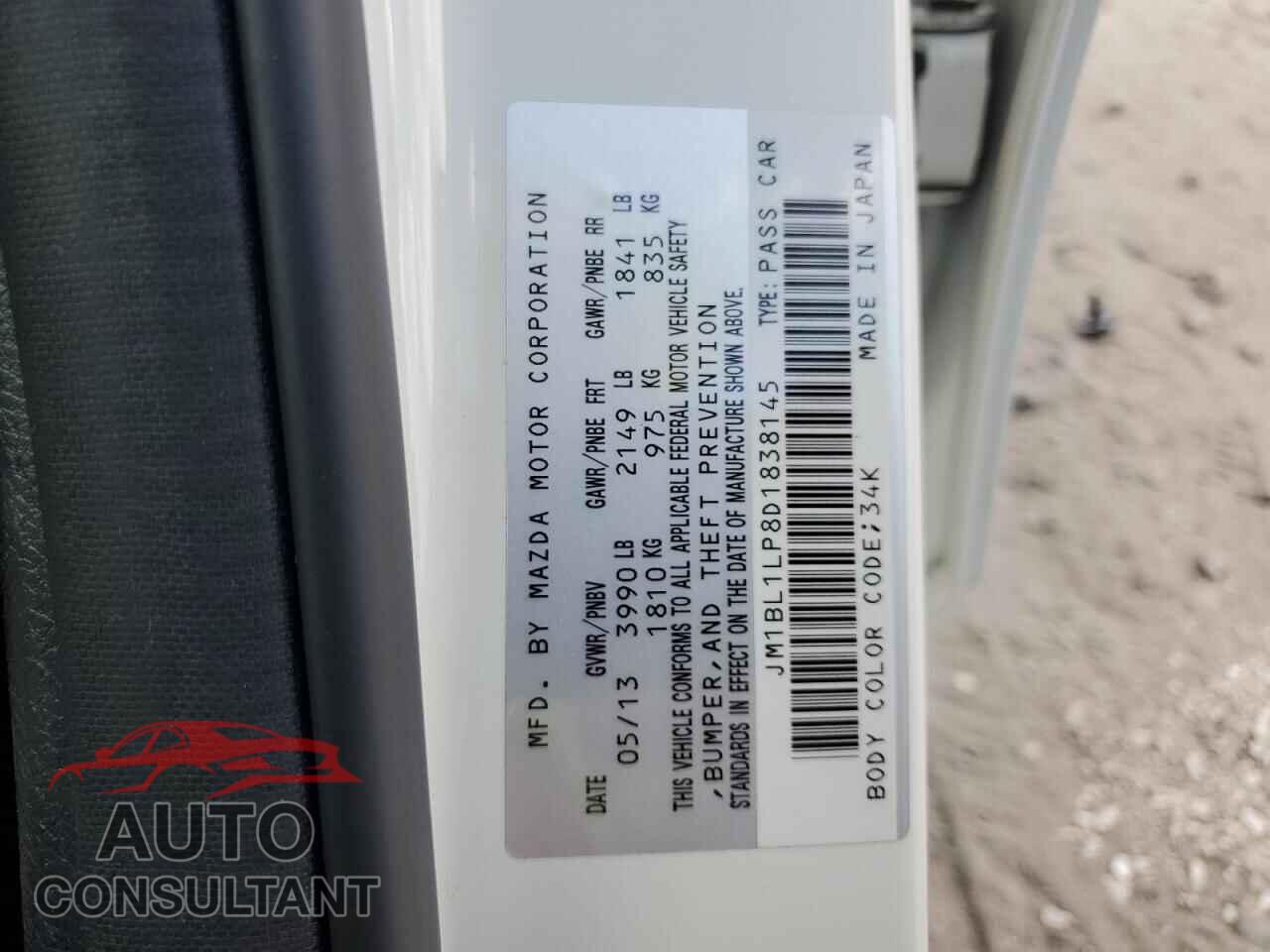 MAZDA 3 2013 - JM1BL1LP8D1838145
