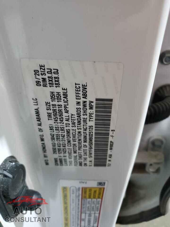 HONDA PILOT 2021 - 5FNYF6H58MB025126
