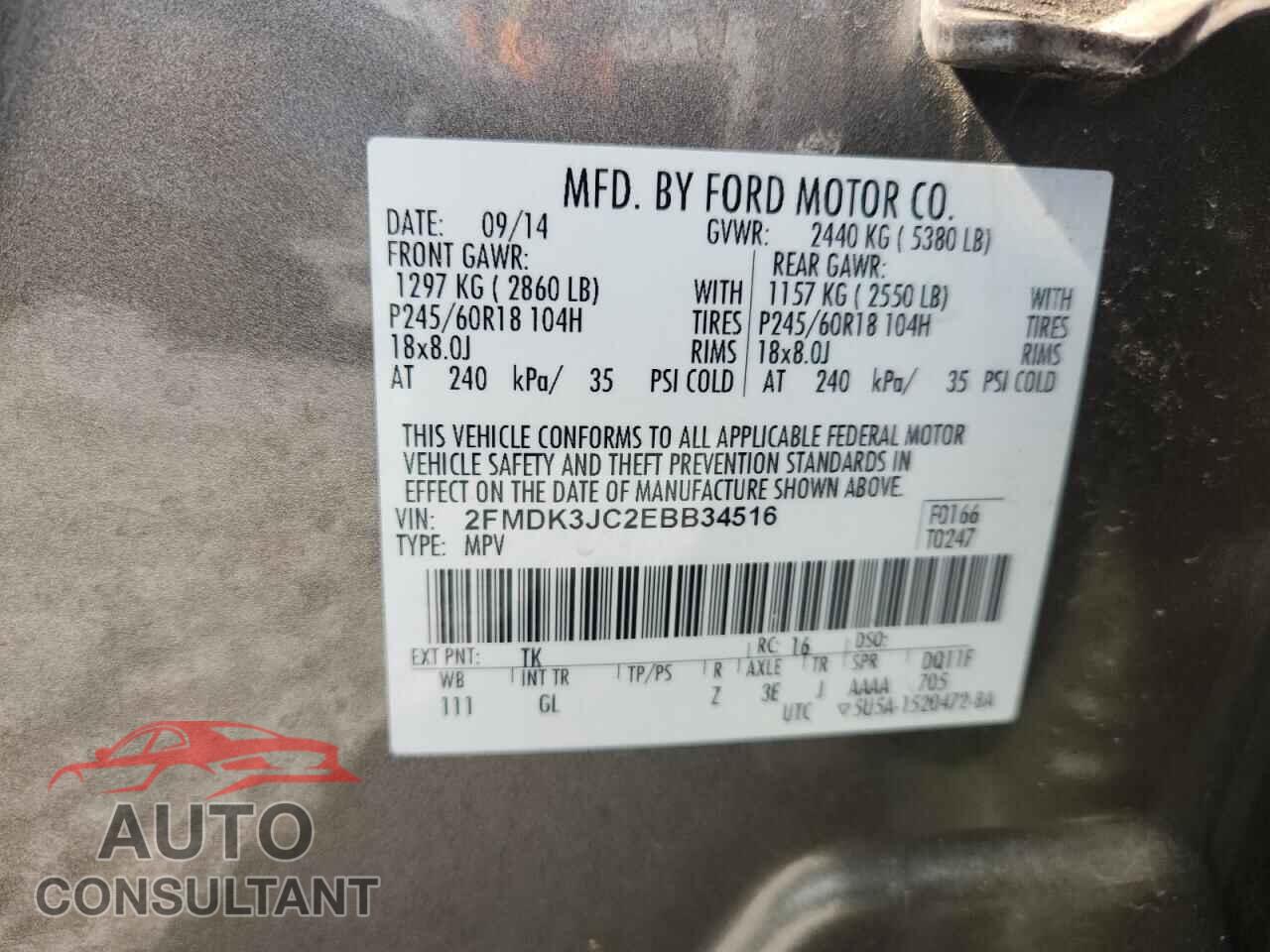 FORD EDGE 2014 - 2FMDK3JC2EBB34516