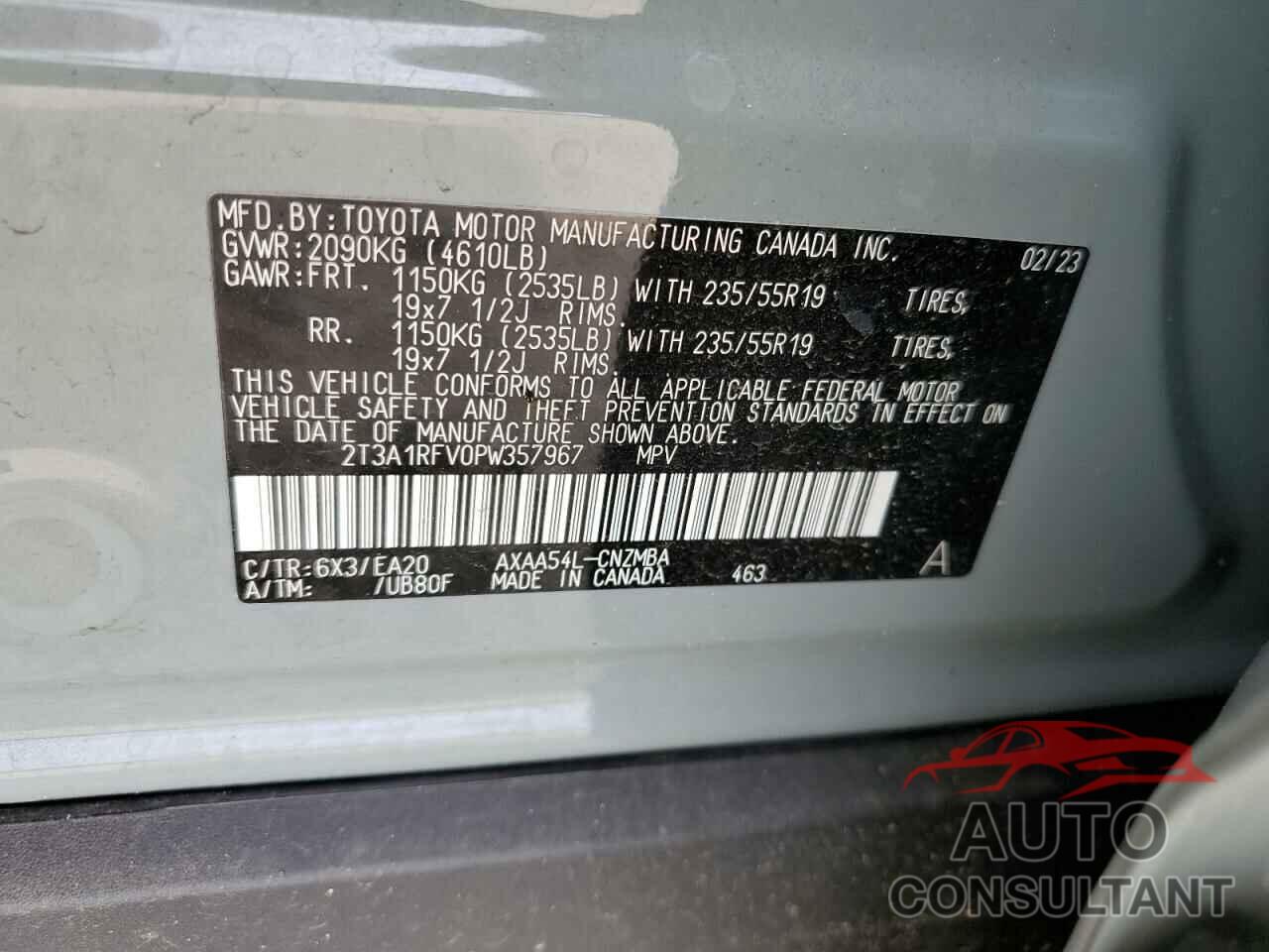 TOYOTA RAV4 2023 - 2T3A1RFV0PW357967